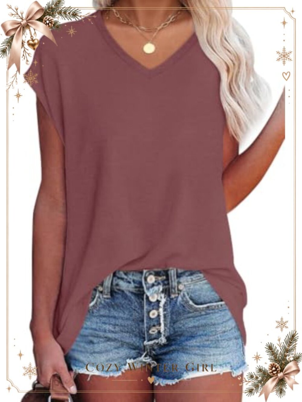Cap Sleeve V Neck Tunic Top Womens Loose Fit Summer Tee